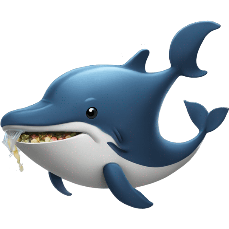 A whale eating emoji