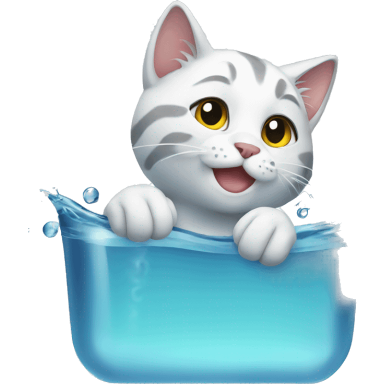 Cat with water emoji