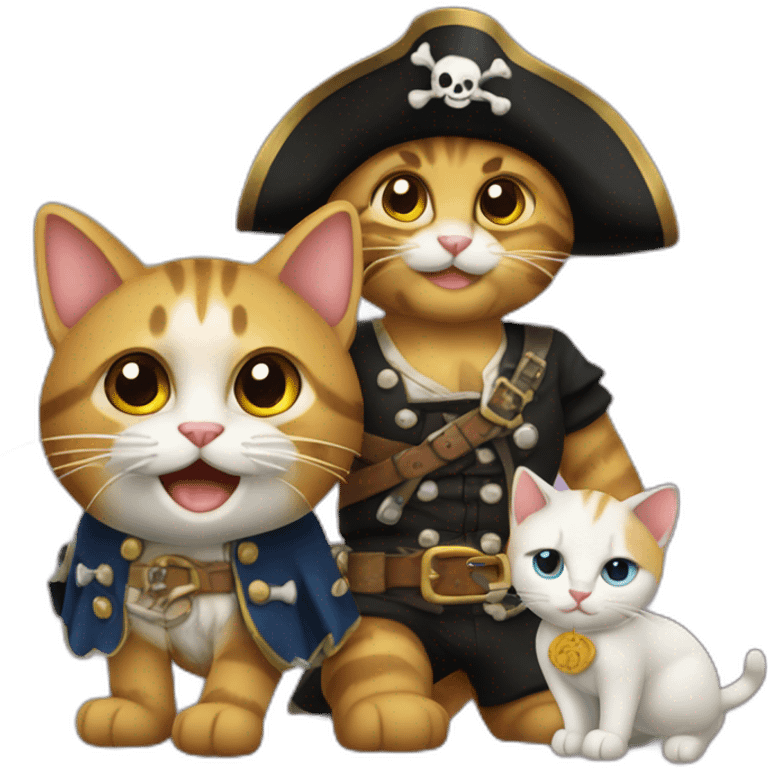 Gato y gata piratas emoji