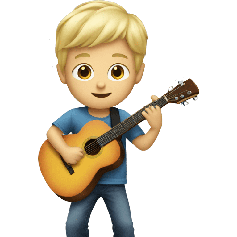 little blonde boy playing guitar  emoji