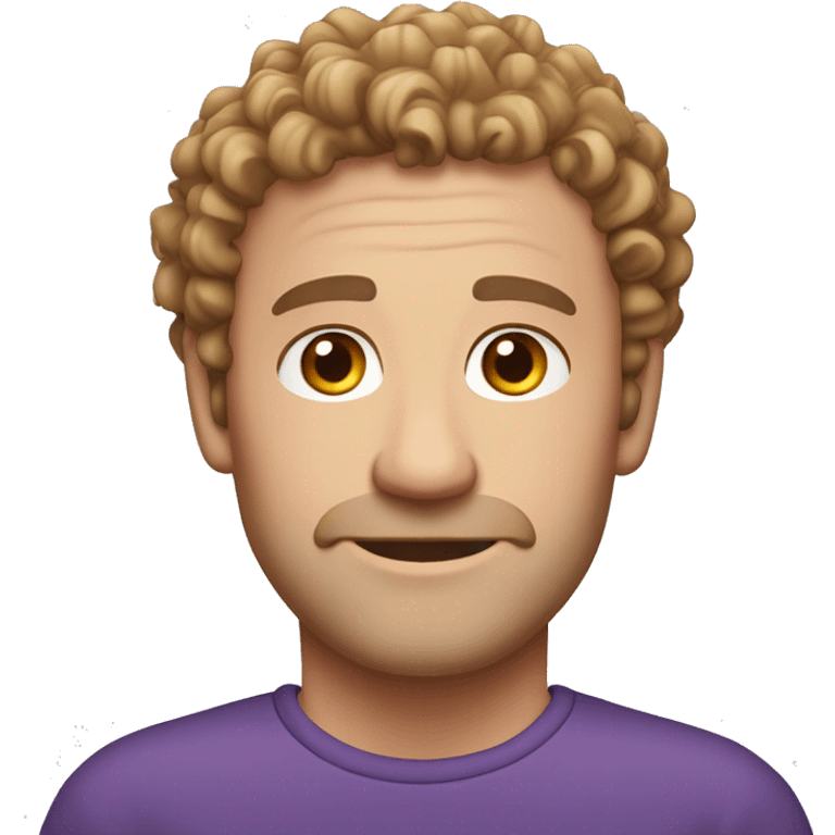 Caucasian, purple curly hair, man, middle-aged, earring. emoji