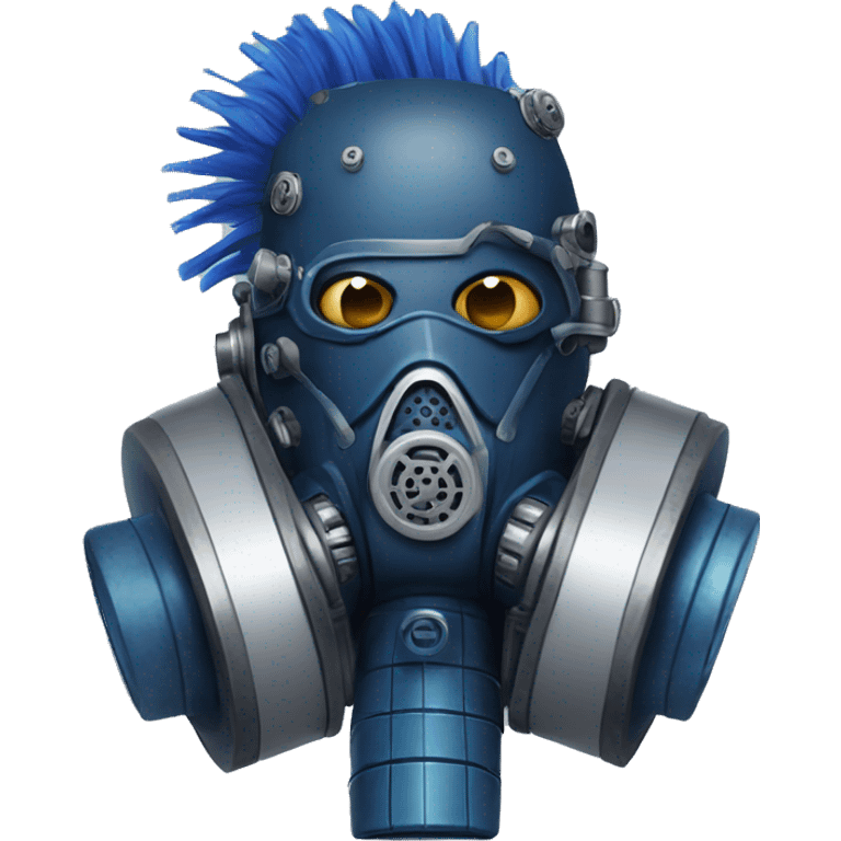 cyborg head with dark blue steampunk respirator mask and dark blue Mohawk  emoji