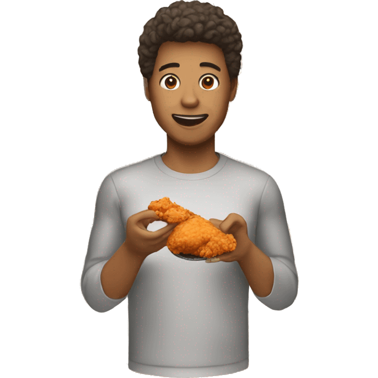 person eating fried chicken emoji