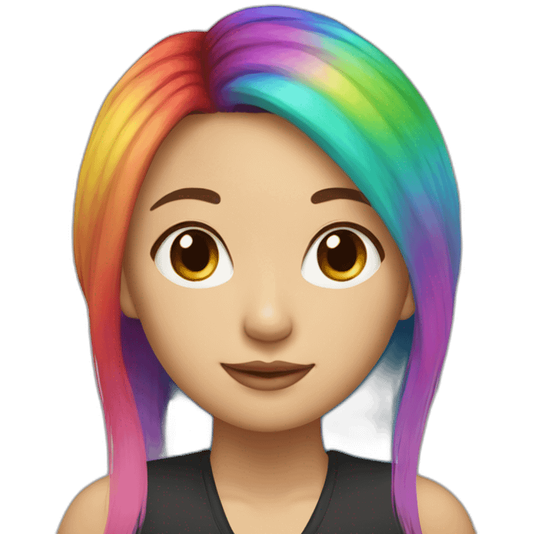 A beautiful Chinese woman with rainbow hair emoji