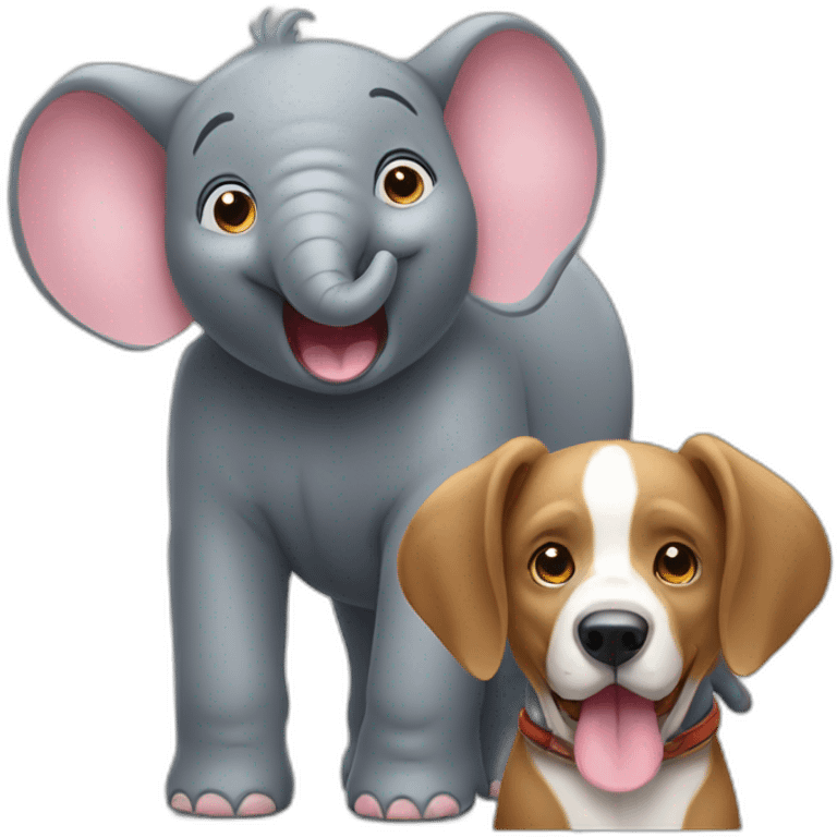 little elephant and big dog emoji