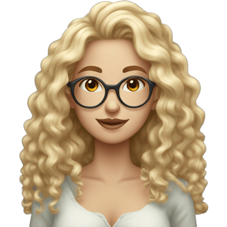 Mystical Blonde curly woman long hair with glasses taking a precious stone  emoji