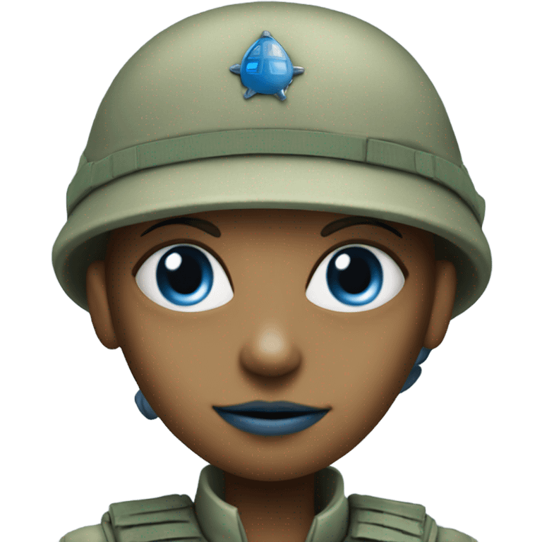 female blue alien military emoji