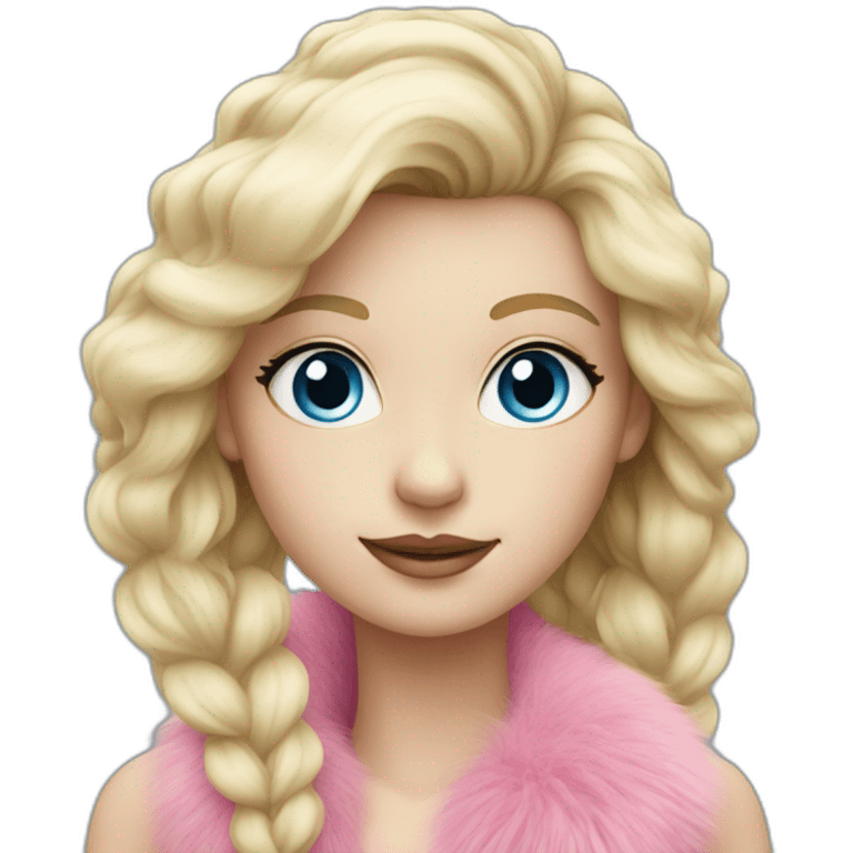 Blonde girl with blue eyes and in pink fur emoji