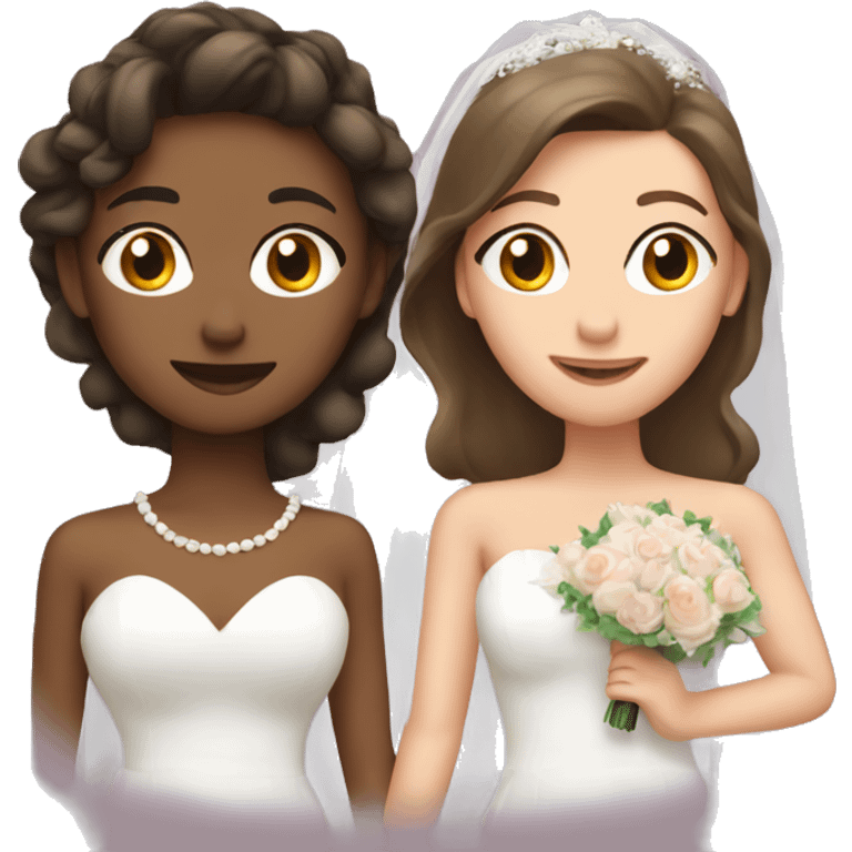 Two lesbians getting married one has brown hair  emoji