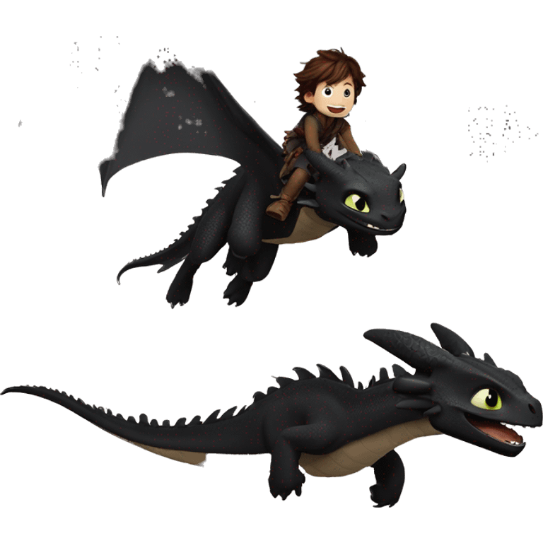 Hiccup flying on a dragon toothless emoji