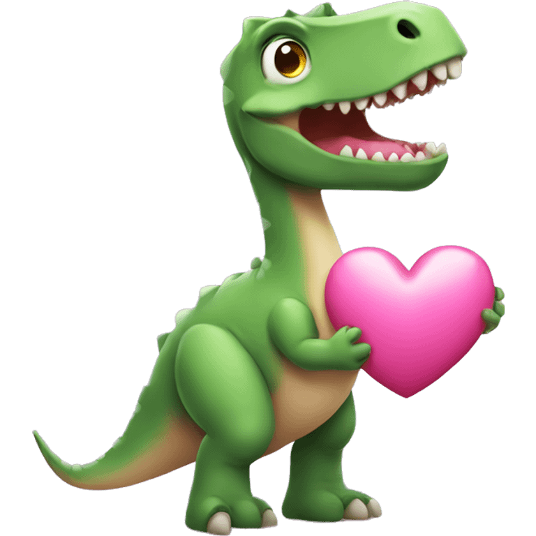 Dinosaurus holding a pink heart emoji