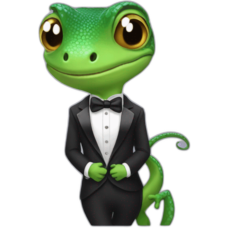 Gecko wearing a tuxedo emoji