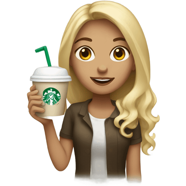 Blonde girl holding Starbucks  emoji