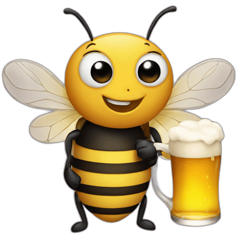 bee holding a beer emoji