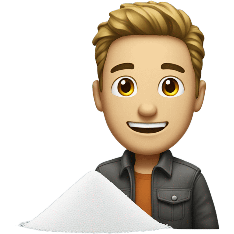 Very happy guy with a pile of salt. emoji