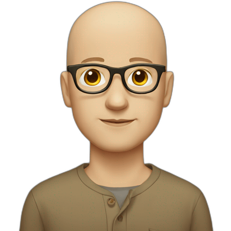 White young bald man wearing brown-ish round shaped glasses and long sleeve shirt emoji