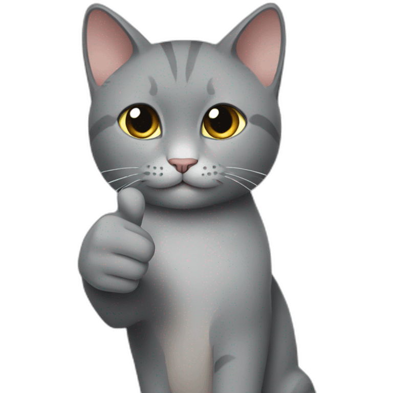 a gray cat saying it's ok with a thumbs up on its hand emoji