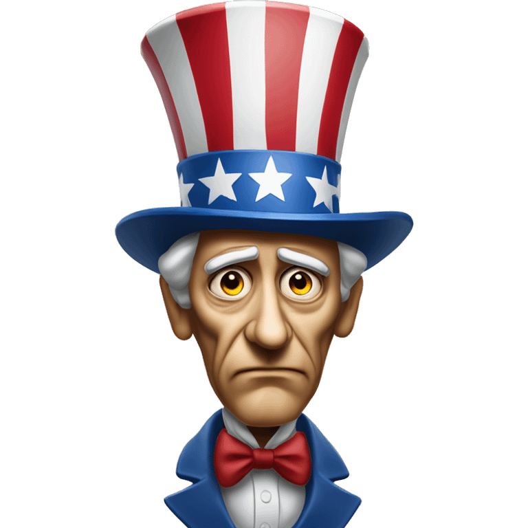 Uncle Sam with pitiful eyes photorealistic serious emoji