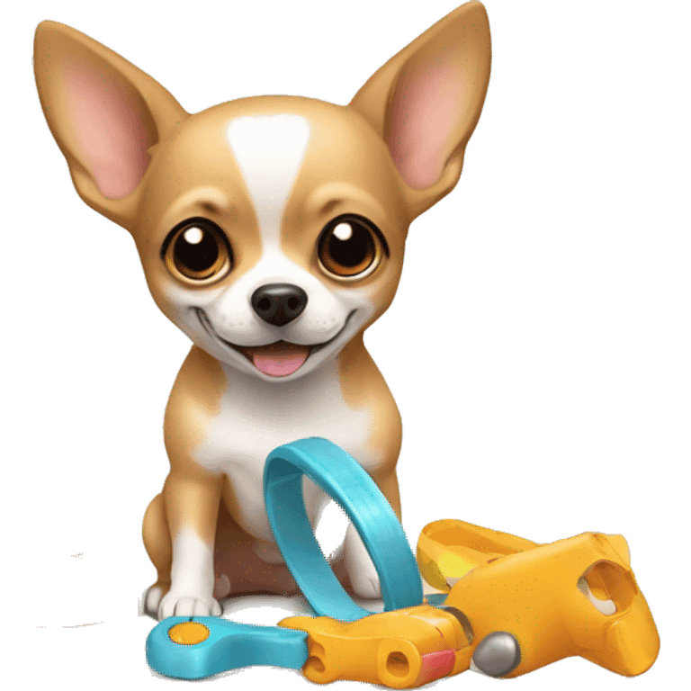 Chihuahua playing with toys  emoji