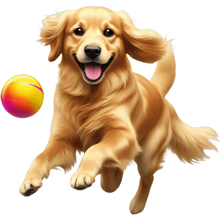 Golden Retriever playing ball emoji