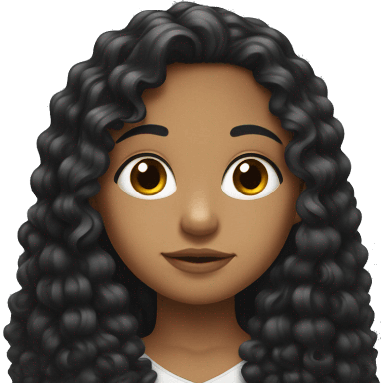 beautiful girl black, Puerto Rican, and Mexican girl with long black curly hair looking over her shoulder  emoji