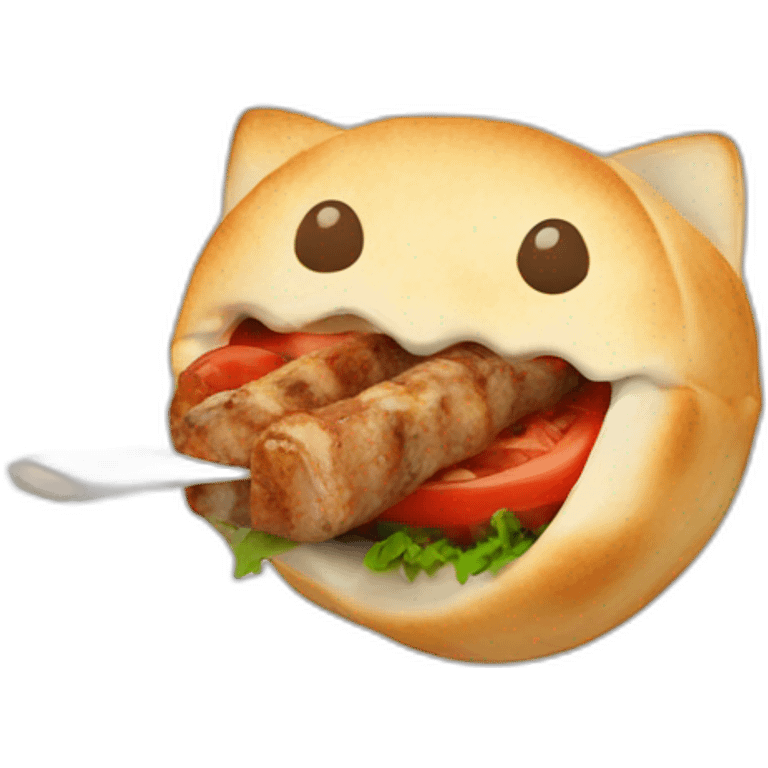 Un chat qui mange un kebab emoji