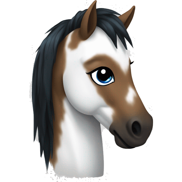 Pony Brown and White with Blue eyes and black hair emoji