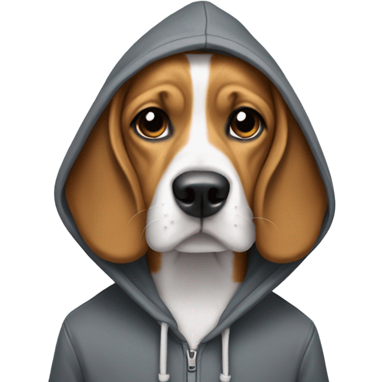 beagle wearing handsome hoodie emoji