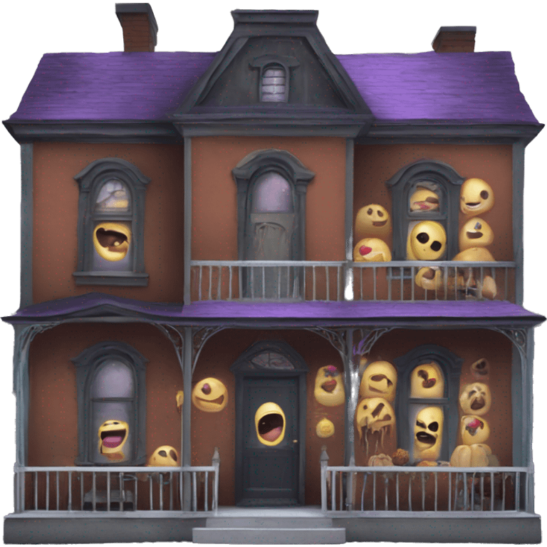 wide angle,creepy,Addams haunted dream house on food truck  emoji