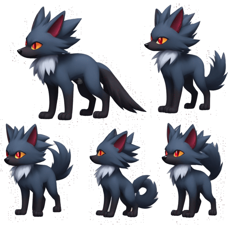 Cool Edgy Zorua-Zoroark-Mightyena full body emoji