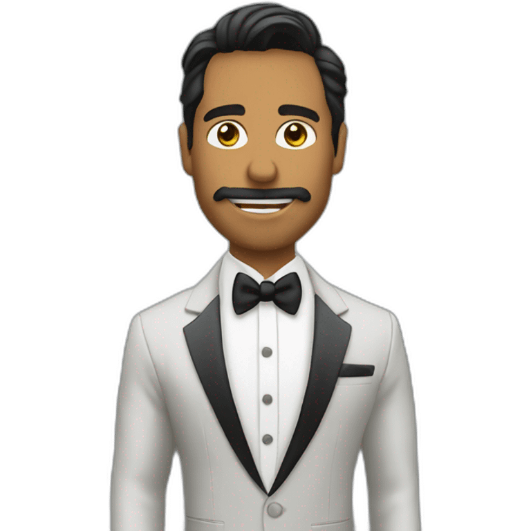 el meme del pana miguel con traje de gala saludando  emoji