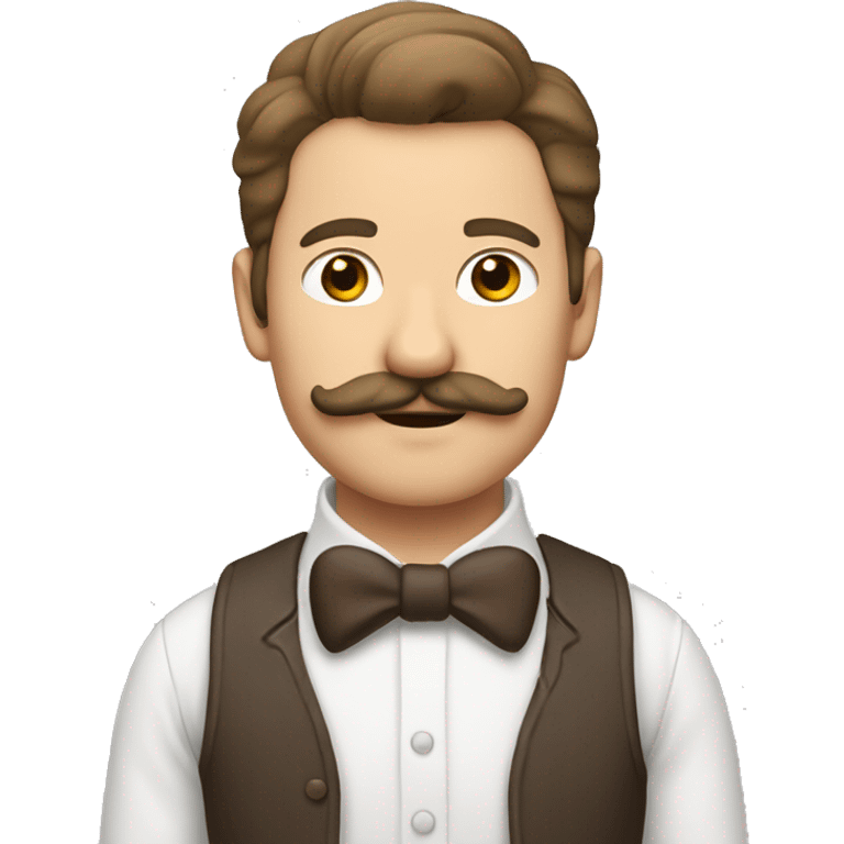 Homme à moustache, blanc, brun avec un chat gris  emoji