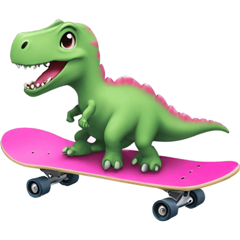 Pink dinosaur on a skateboard  emoji