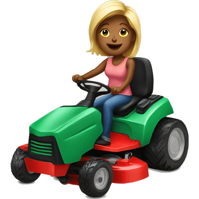 woman on a lawnmower emoji