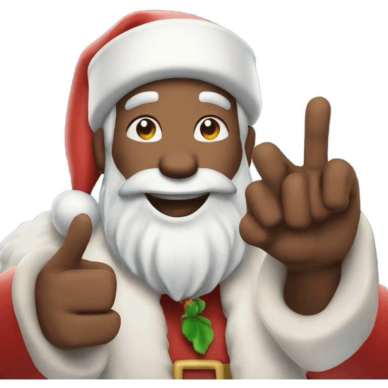 Islander Santa throwing up a Shaka  emoji