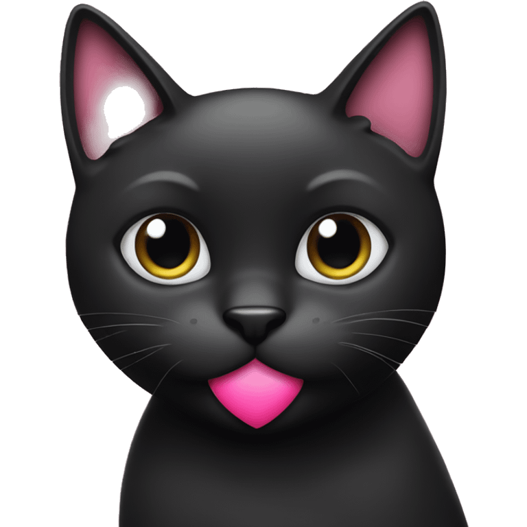 Black cat with pink heart emoji