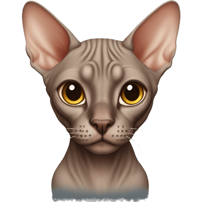 Brown-Sphynx cat,half body emoji