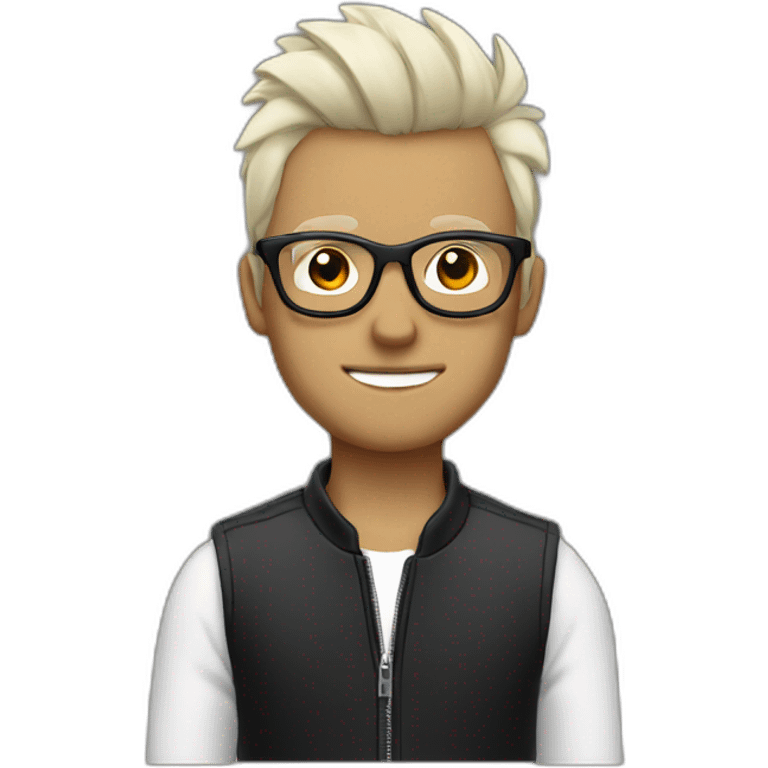 a guy with white coloured glasses,black Fauxhawk hairstyle emoji