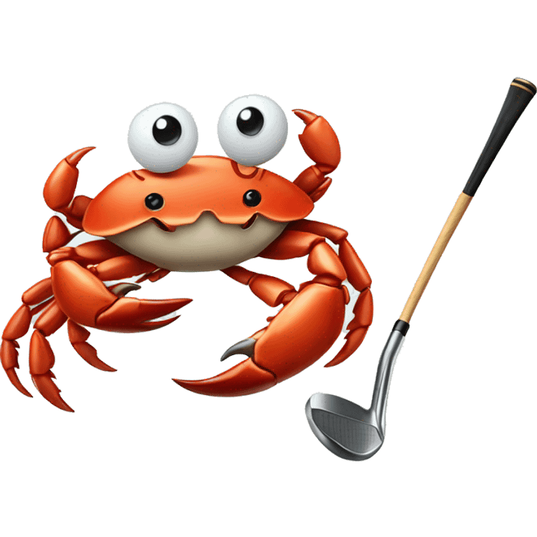 Crab holding golf club emoji