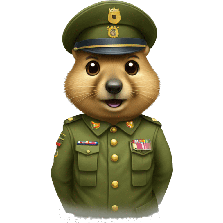 quokka wearing a military uniform emoji