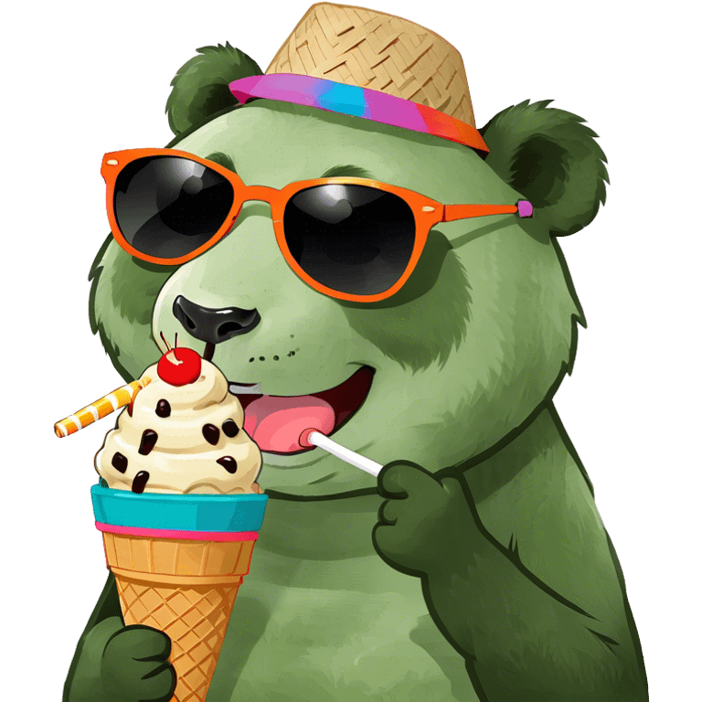 Panda eating ice cream emoji