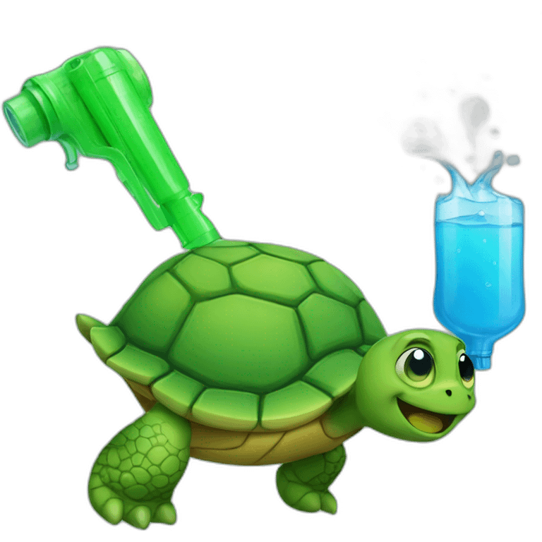 turtle with a water gun emoji