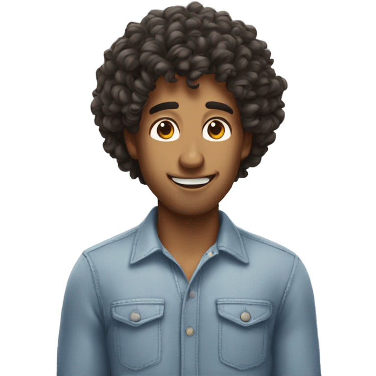 guy with curly hair doing a silly face  emoji