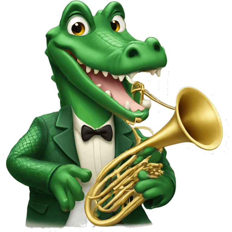 Alligator with French horn emoji