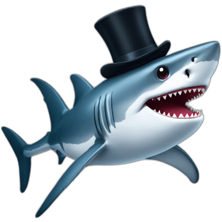 Shark with a top hat emoji