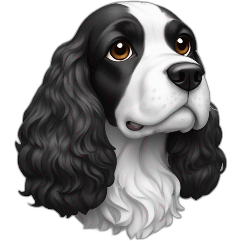 cocker spaniel black white white line head emoji