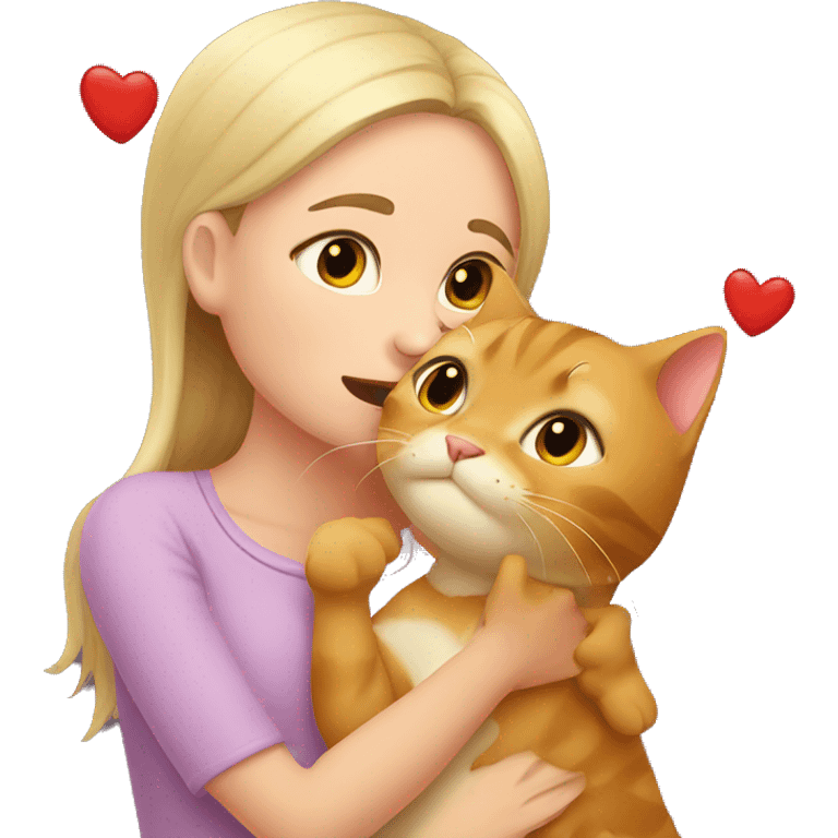 Cat kissing a girl emoji