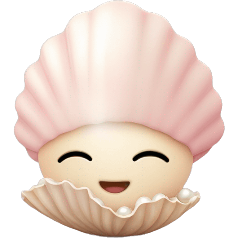 cute girlish light pink and biege decorated delicate, SHELL with a small pearl inside of it emoji