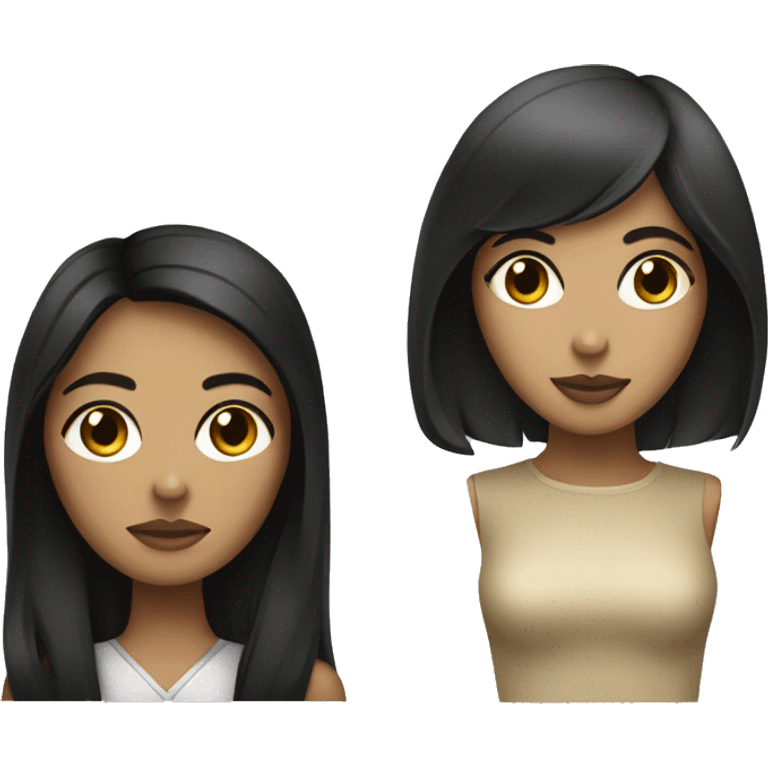 Half Woman with dark hair, eyeliner and tan and half female robot emoji