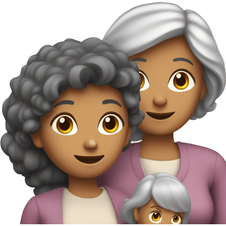 a family of a grandmother, a mother, two adult daughters and a cat emoji